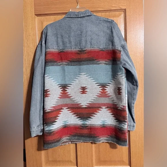 Denim Aztec Pattern Jacket - Picture 2 of 2